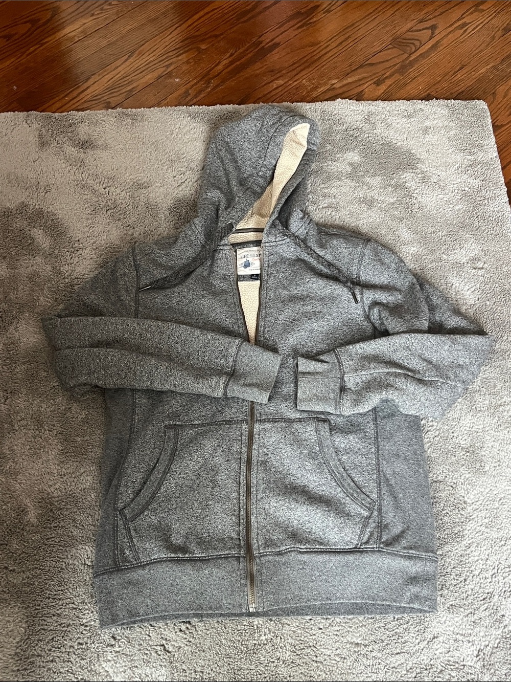 Men's Gray Full-Zip Hooded Sweatshirt - Unbranded